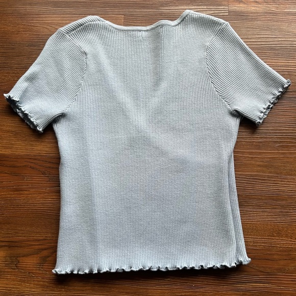 Lush Baby Blue Lettuce Trim Top - Picture 3 of 5